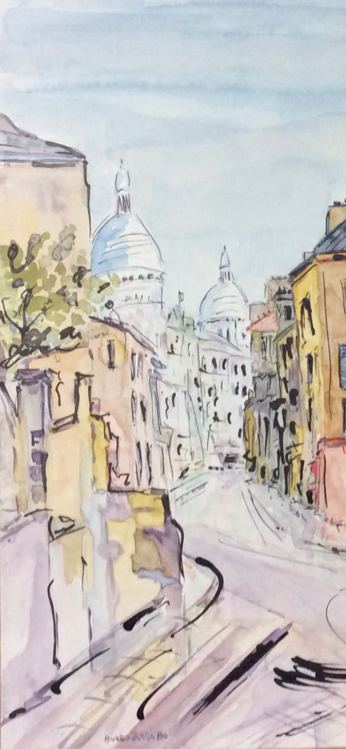 Aquarelle-et-encre-de-Chine-40x25cm-MONTMARTRE