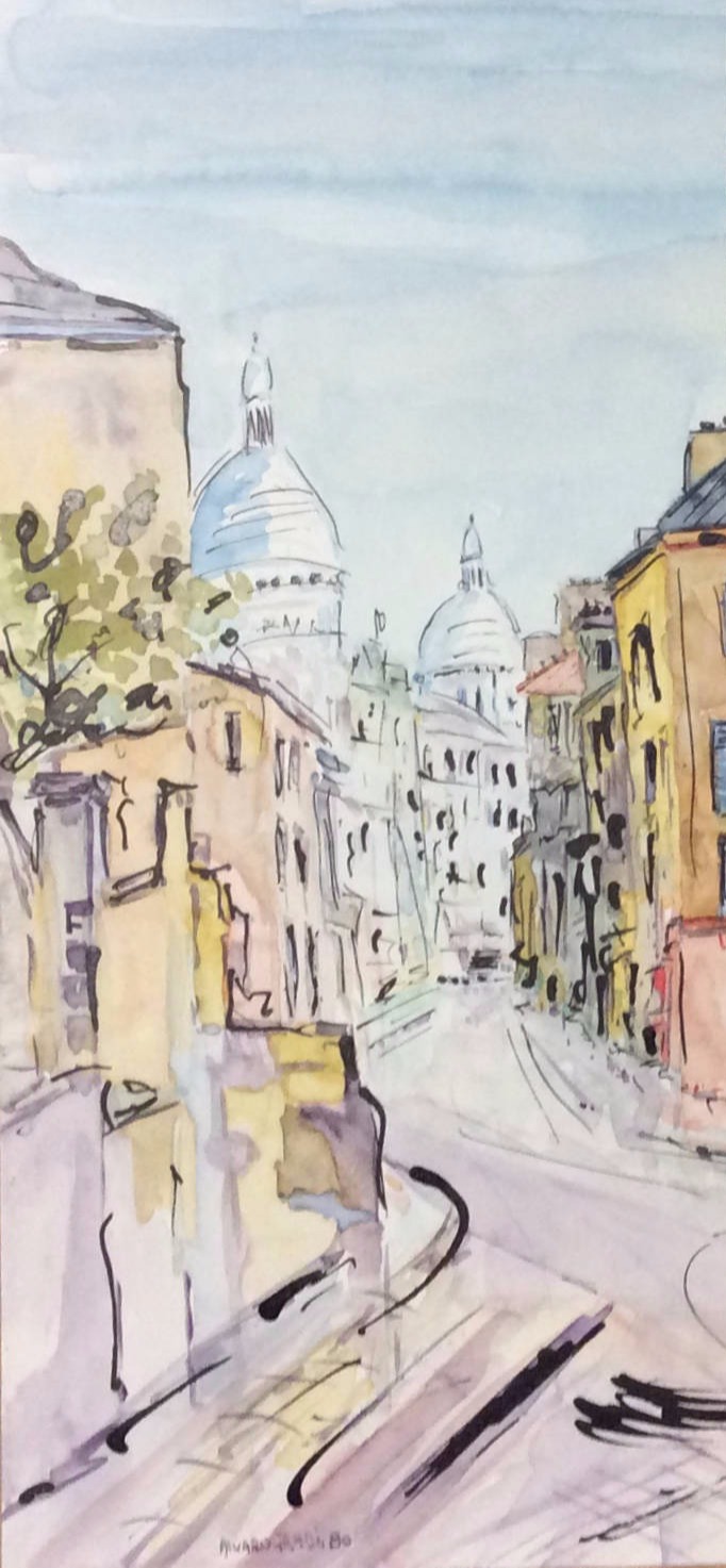 Aquarelle-et-encre-de-Chine-40x25cm-MONTMARTRE
