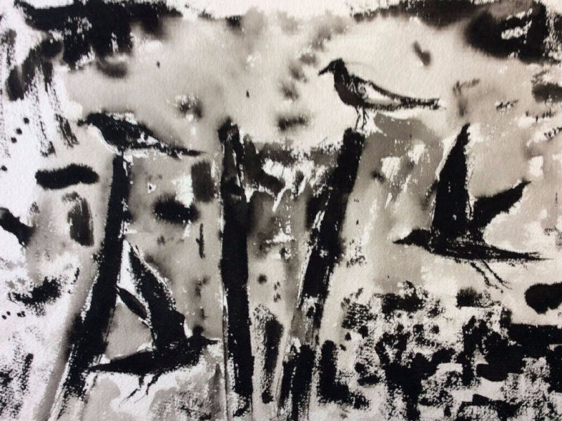 Encre de Chine 40x28 cm Les Oiseaux