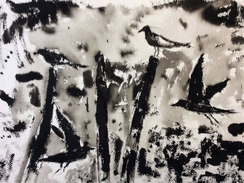 Encre de Chine 40x28 cm Les Oiseaux