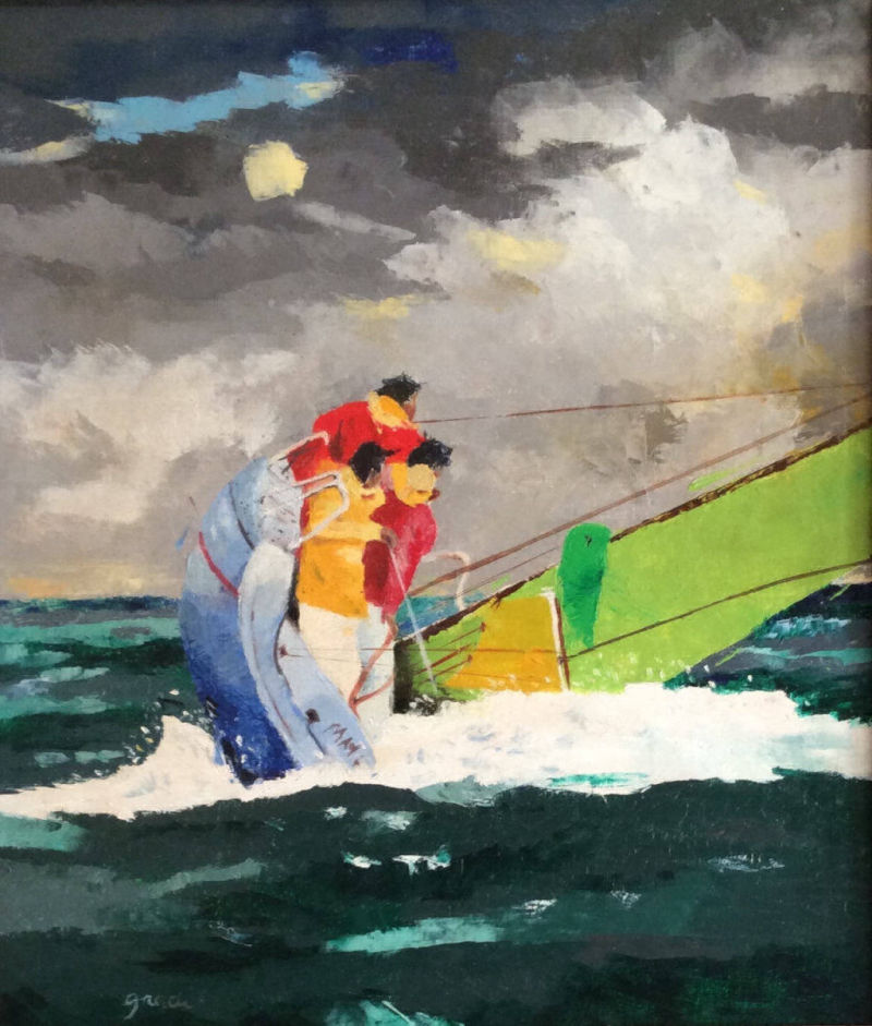 Huile sur toile 70x80 cm Pleine Mer