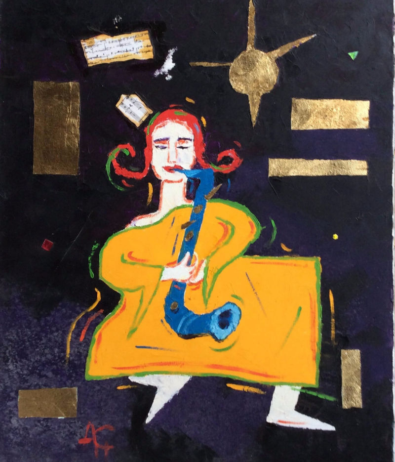 Huile-sur-toile-et-feuilles-d’or-50x60cm-MUSIQUE