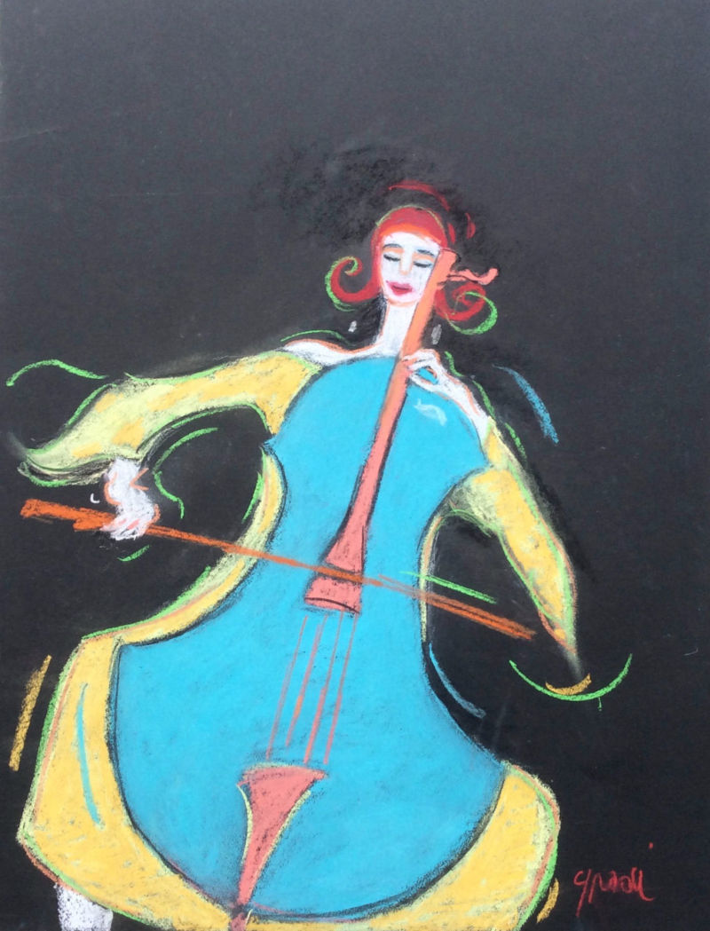 Pastel-60x50cm-VIOLONCELLE
