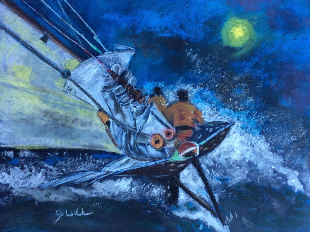 Pastel sur papier 64x50 cm Voilure